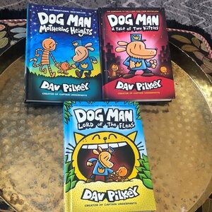 Dog Man Book Collection by - Red, Blue, Yellow Covers